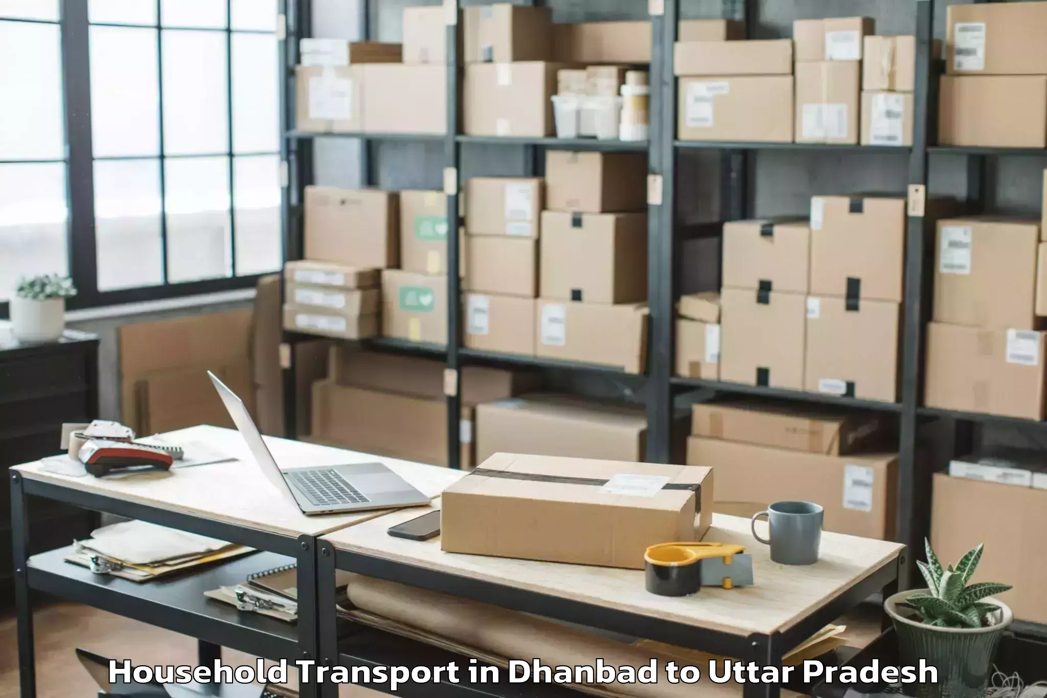 Affordable Dhanbad to Mehndawal Household Transport